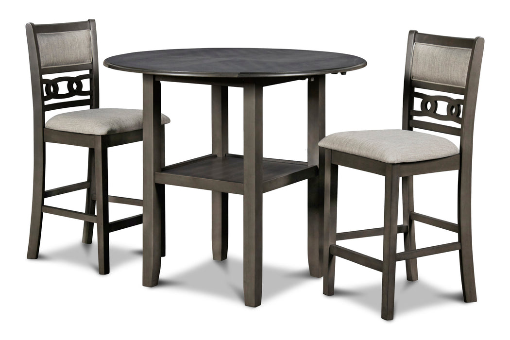 GIA 3 PC 42" COUNTER DROP LEAF TABLE & 2 CHAIRS-GRAY