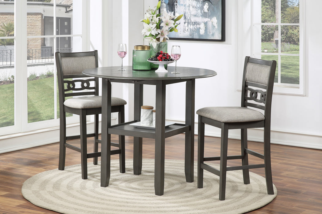 GIA 3 PC 42" COUNTER DROP LEAF TABLE & 2 CHAIRS-GRAY