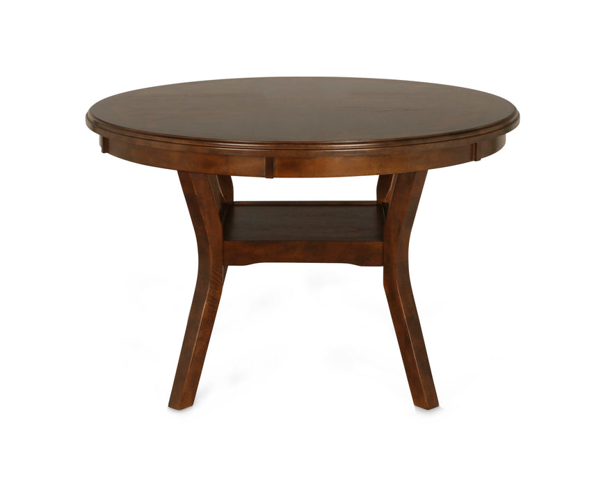 GIA 5 PC 47" ROUND DINING TABLE & 4 CHAIRS-BROWN