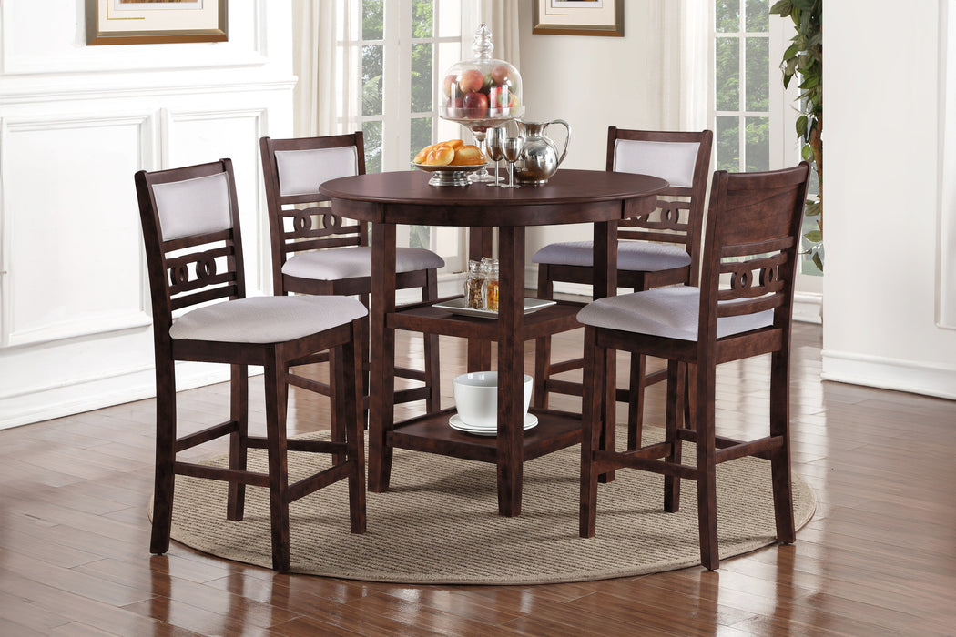 GIA 5 PC 42" ROUND COUNTER DINING TABLE & 4 CHAIRS-CHERRY