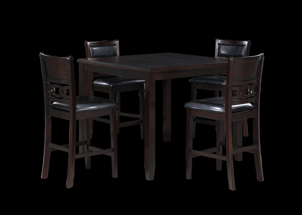 GIA 5 PC 42" SQUARE COUNTER TABLE & 4 CHAIRS-EBONY