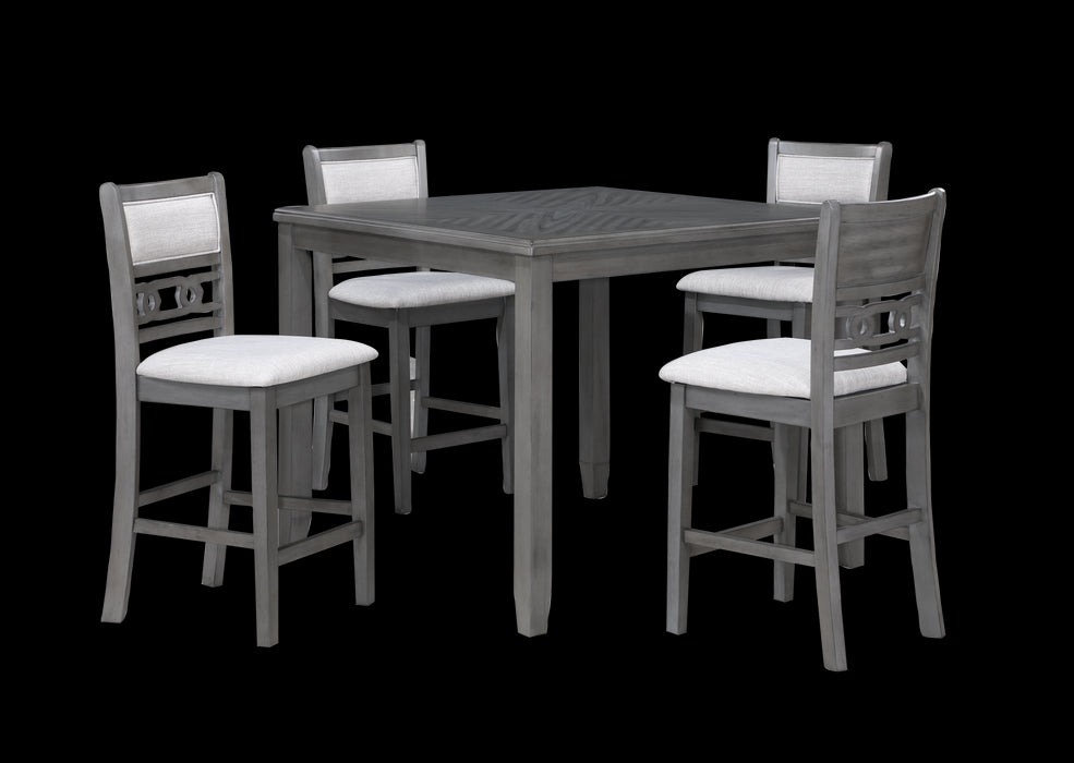 GIA 5 PC 42" SQUARE COUNTER TABLE & 4 CHAIRS-GRAY