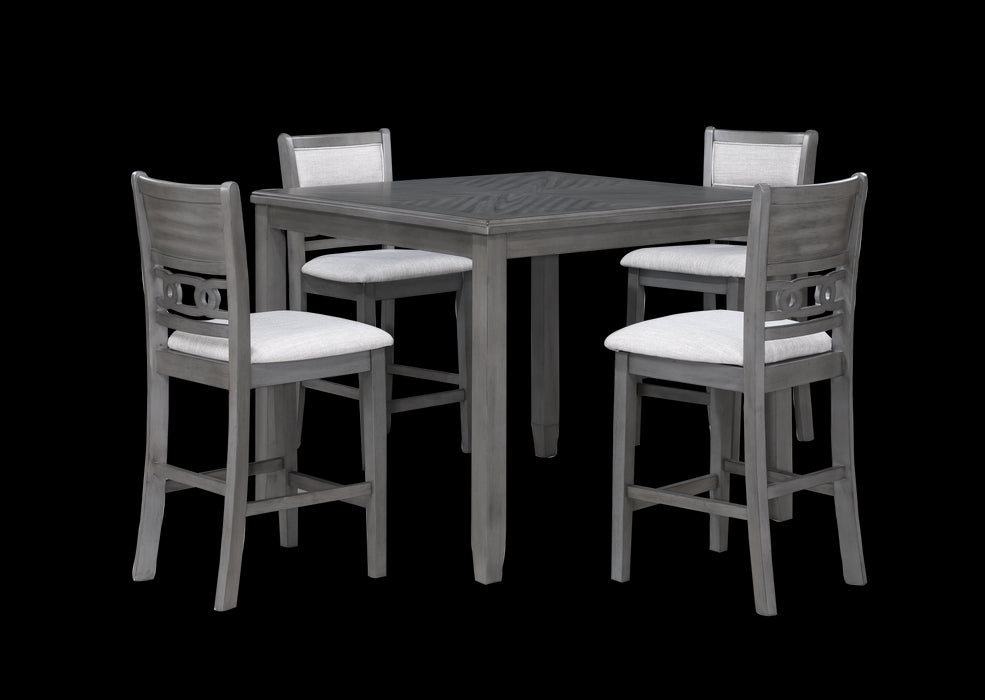 GIA 5 PC 42" SQUARE COUNTER TABLE & 4 CHAIRS-GRAY