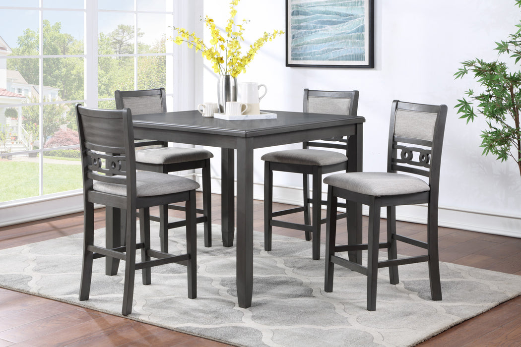 GIA 5 PC 42" SQUARE COUNTER TABLE & 4 CHAIRS-GRAY