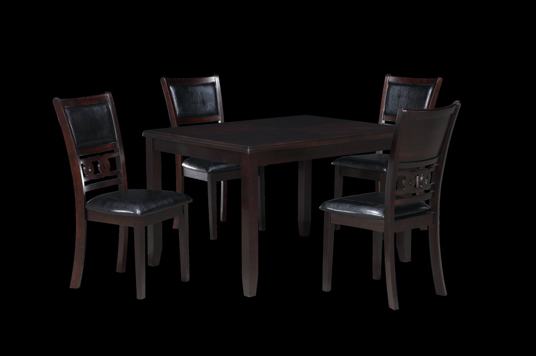 GIA 5 PC 48" RECTANGLE DINING TABLE & 4 CHAIRS-EBONY