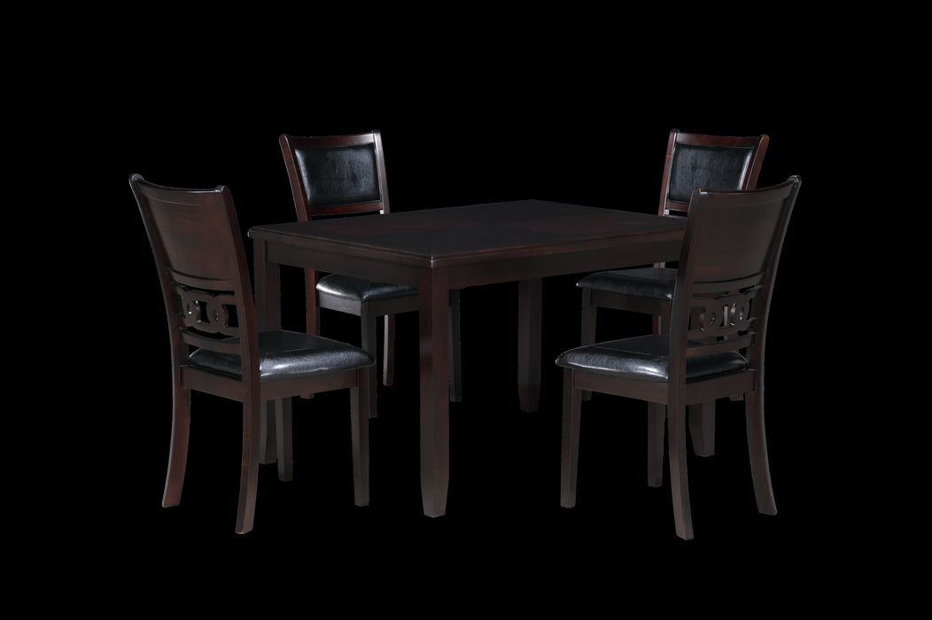 GIA 5 PC 48" RECTANGLE DINING TABLE & 4 CHAIRS-EBONY