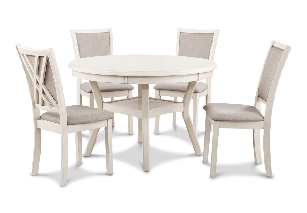 AMY 5 PC 47" ROUND DINING SET- BISQUE
