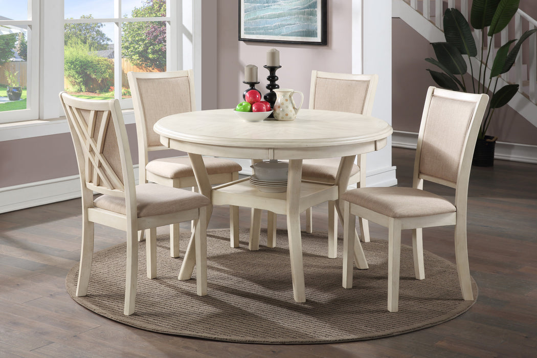 AMY 5 PC 47" ROUND DINING SET- BISQUE