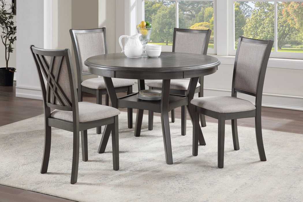AMY 5 PC 47" ROUND DINING SET-GRAY