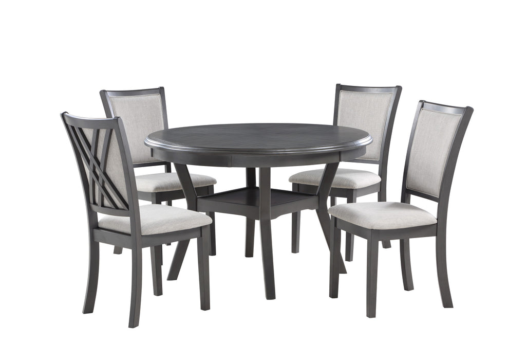 AMY 5 PC 47" ROUND DINING SET-GRAY
