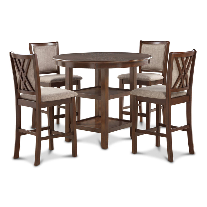 AMY 5 PC 42" ROUND COUNTER DINING SET-CHERRY