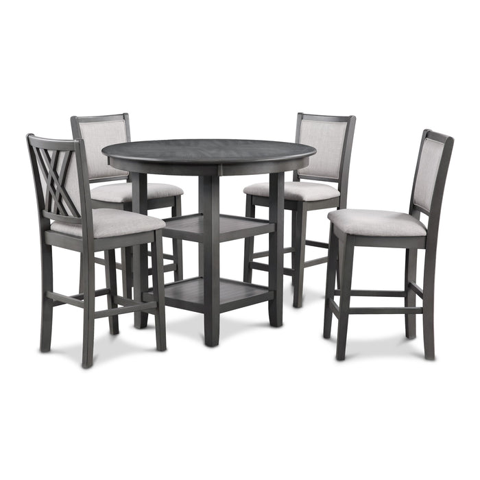 AMY 5 PC 42" ROUND COUNTER DINING SET-GRAY