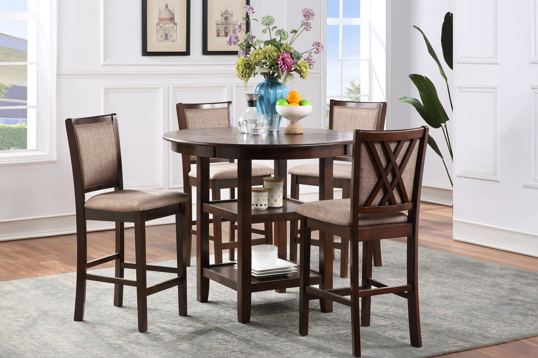 AMY 5 PC 42" ROUND COUNTER DINING SET-CHERRY