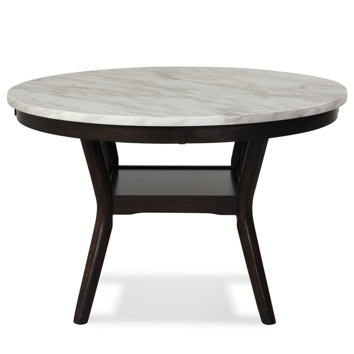 CELESTE 48" ROUND DINING TABLE-ESPRESSO/FAUX MARBLE