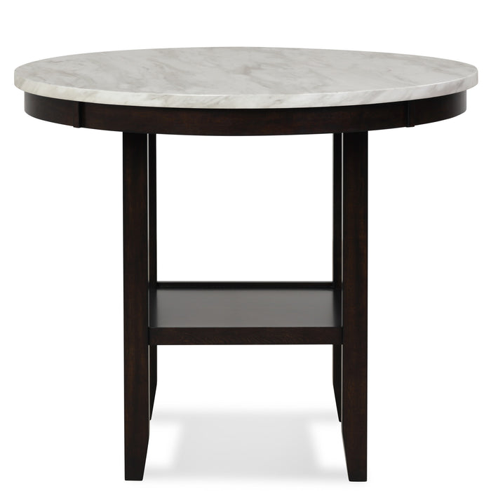CELESTE 42" ROUND COUNTER TABLE-ESPRESSO/FAUX MARBLE