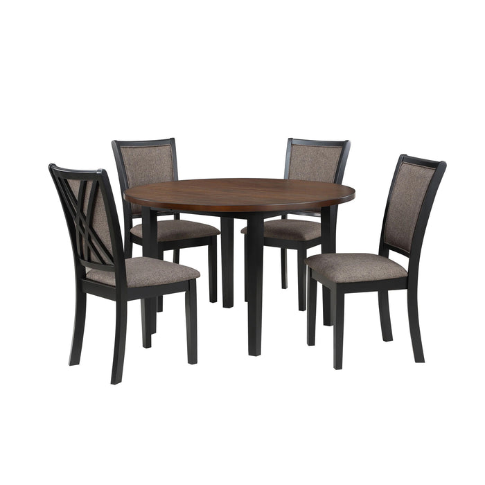 POTOMAC 48" ROUND DINING TABLE & 4 CHAIRS-BROWN/BLACK