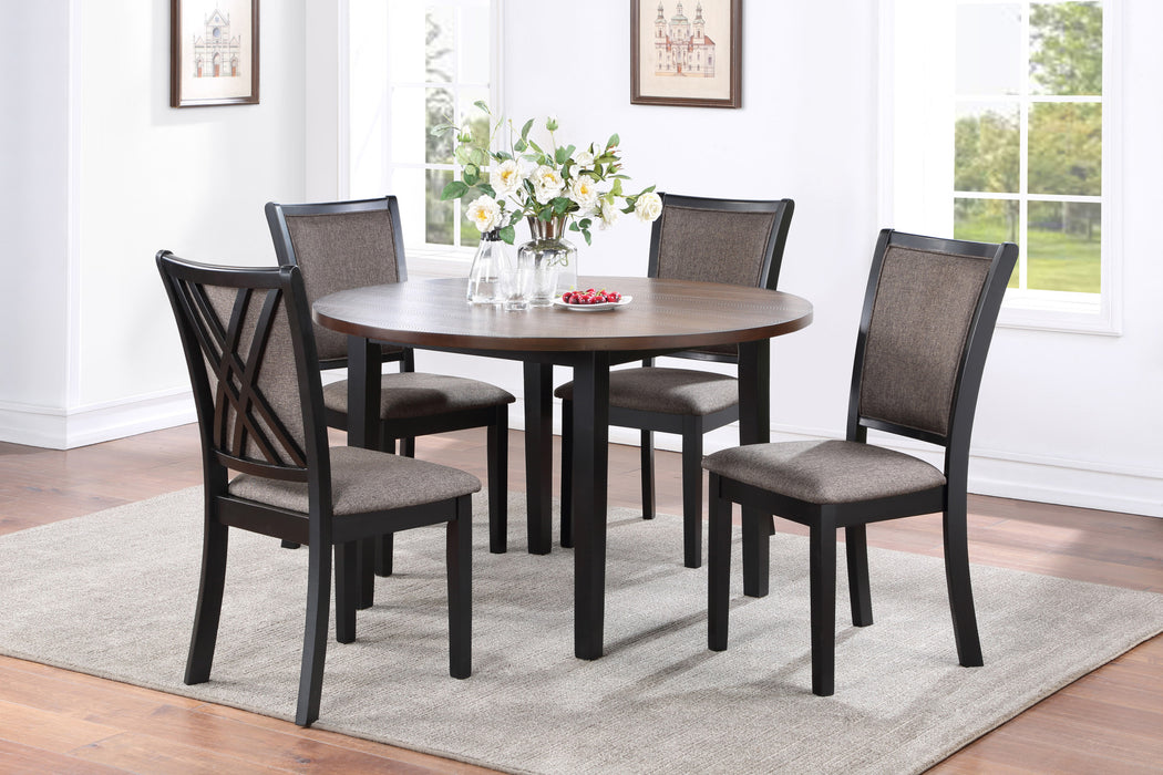 POTOMAC 48" ROUND DINING TABLE & 4 CHAIRS-BROWN/BLACK