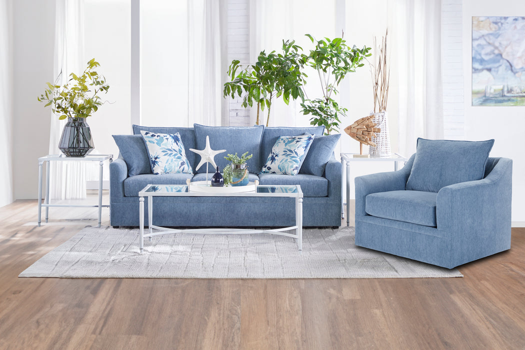 SYLVIE SOFA W 4 ACCENT PILLOWS SLATE BLUE