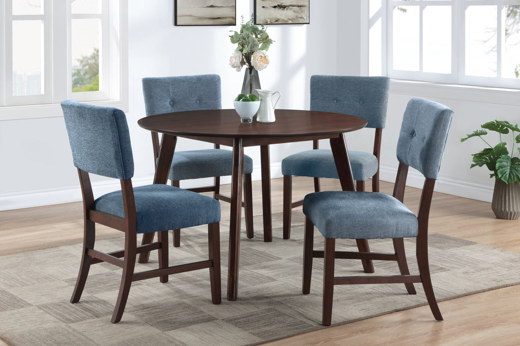 TIOGA  -  DINING TABLE + 4 BLUE CHAIRS
