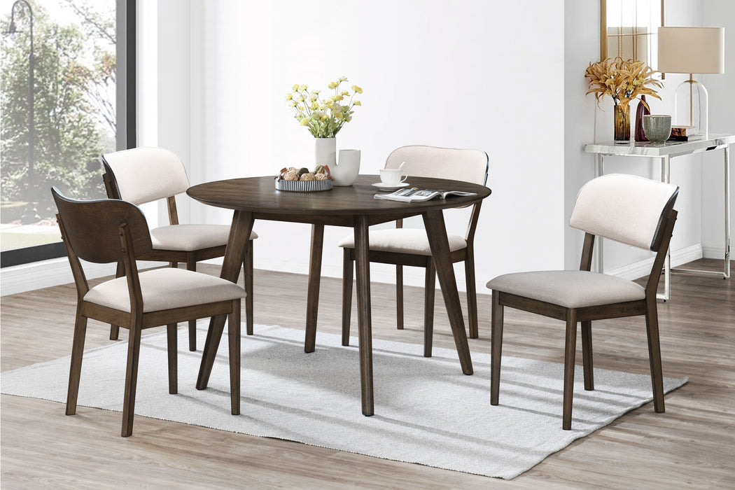 REX - 48" ROUND DINING TABLE + 4 OPEN BACK CHAIRS