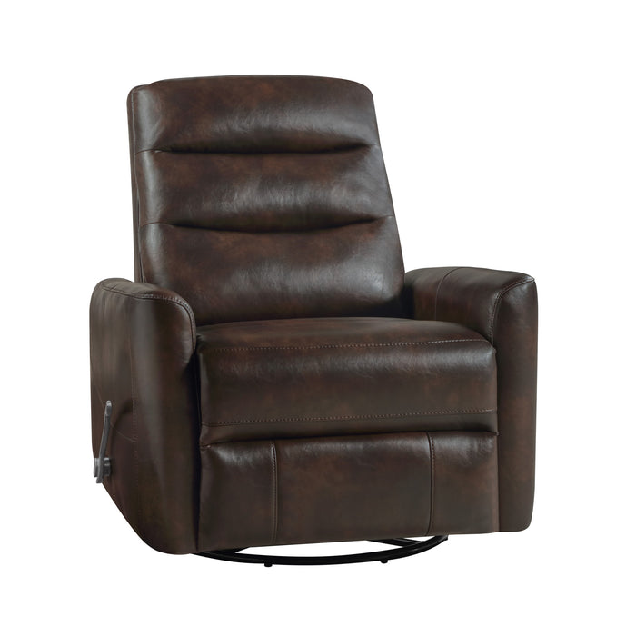 TAKAMI SWIVEL RECLINER-BROWN VEGAN LEATHER