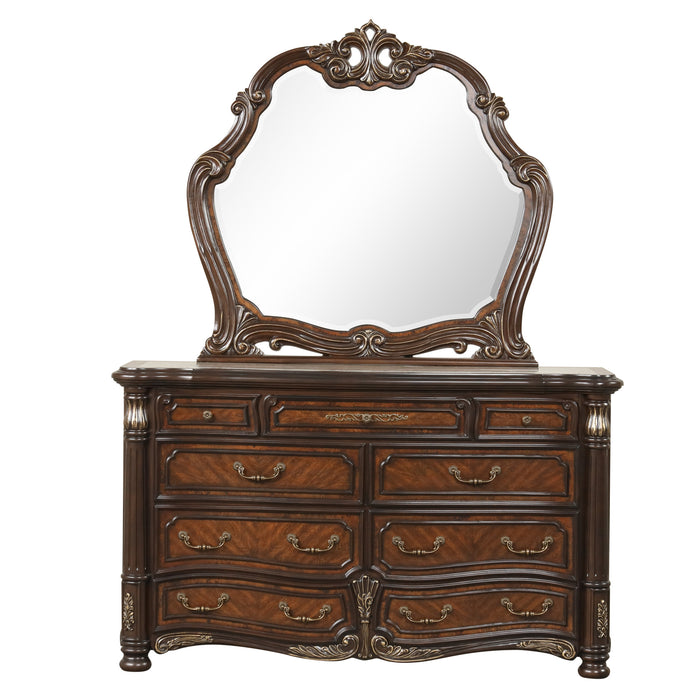 BELLA NOTTE DRESSER MIRROR- MAHOGANY BROWN