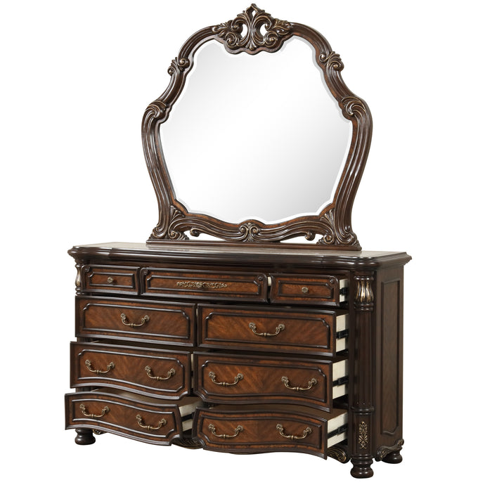 BELLA NOTTE DRESSER MIRROR- MAHOGANY BROWN