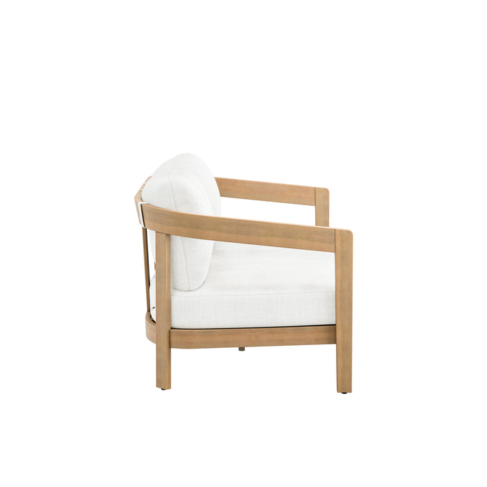 WESLEY PATIO LOVESEAT W/ WHITE CUSHIONS