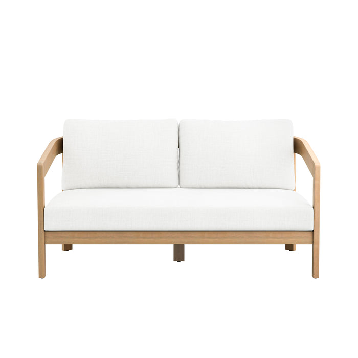 WESLEY PATIO LOVESEAT W/ WHITE CUSHIONS