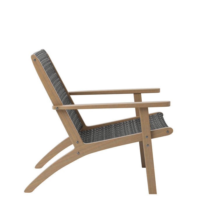 RADIUS PATIO WOOD AND GRAY WICKER SIDE CHAIR (2 PER CARTON)