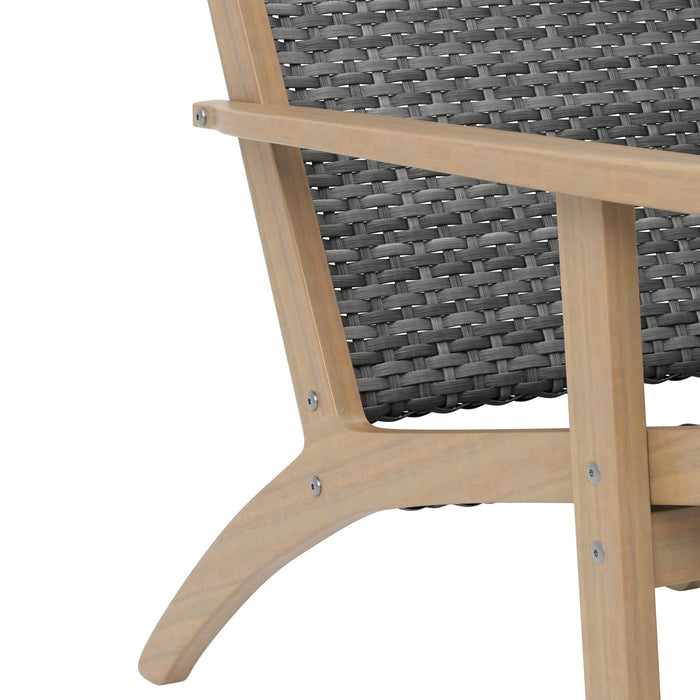 RADIUS PATIO WOOD AND GRAY WICKER SIDE CHAIR (2 PER CARTON)