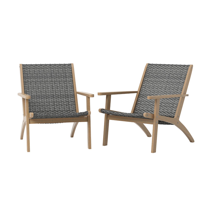 RADIUS PATIO WOOD AND GRAY WICKER SIDE CHAIR (2 PER CARTON)