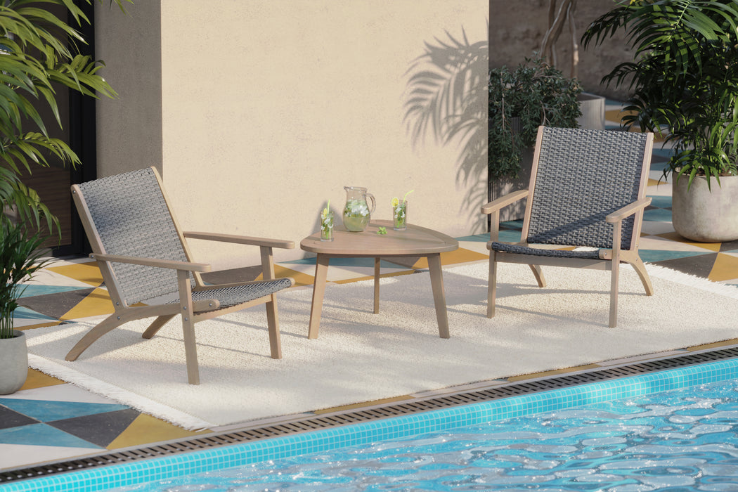 RADIUS PATIO WOOD AND GRAY WICKER SIDE CHAIR (2 PER CARTON)