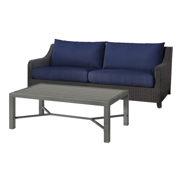 SKYE 2 PC SOFA AND SLAT TOP COFFEE TABLE SET-BLUE