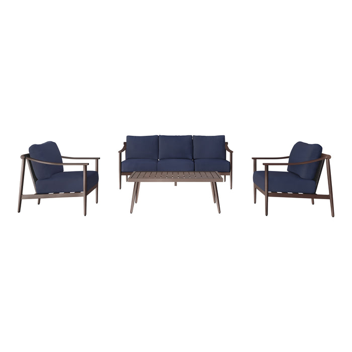 MOANA 4 PC SET - SOFA, 2 CLUB CHAIRS, COFFEE TABLE-BLUE
