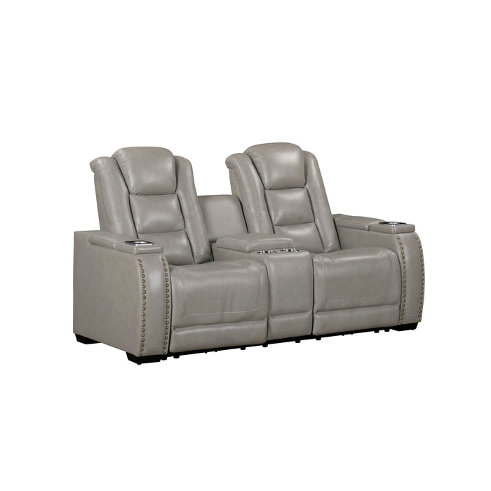 BRECKENRIDGE II CONSOLE LOVESEAT W/ PWR FR & HR-LT GRAY