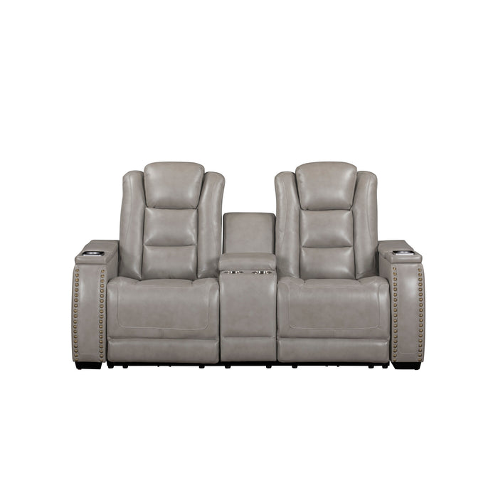 BRECKENRIDGE II CONSOLE LOVESEAT W/ PWR FR & HR-LT GRAY