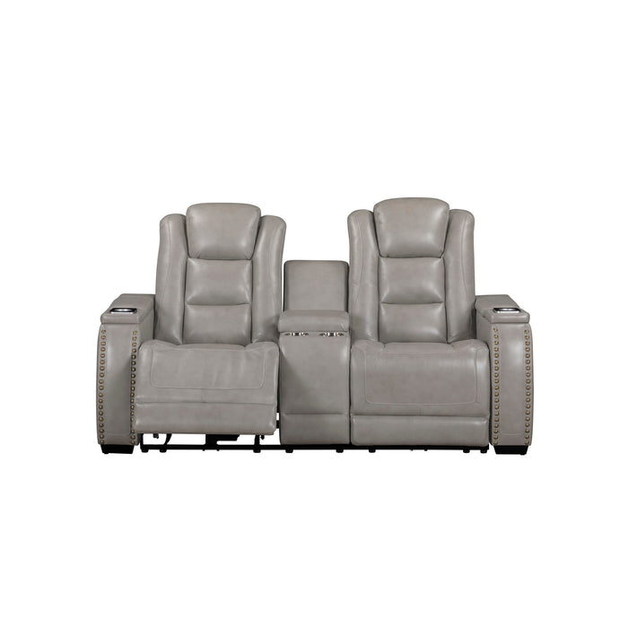 BRECKENRIDGE II CONSOLE LOVESEAT W/ PWR FR & HR-LT GRAY