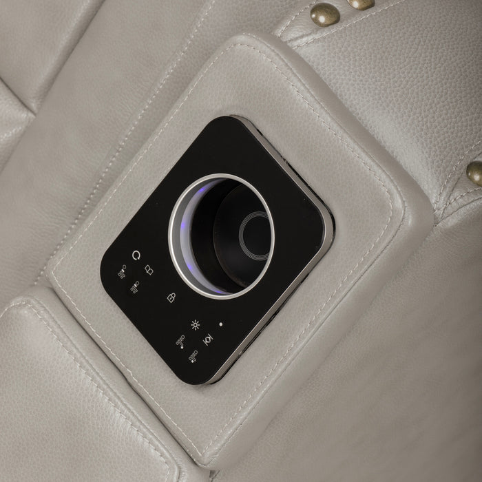 BRECKENRIDGE II CONSOLE LOVESEAT W/ PWR FR & HR-LT GRAY