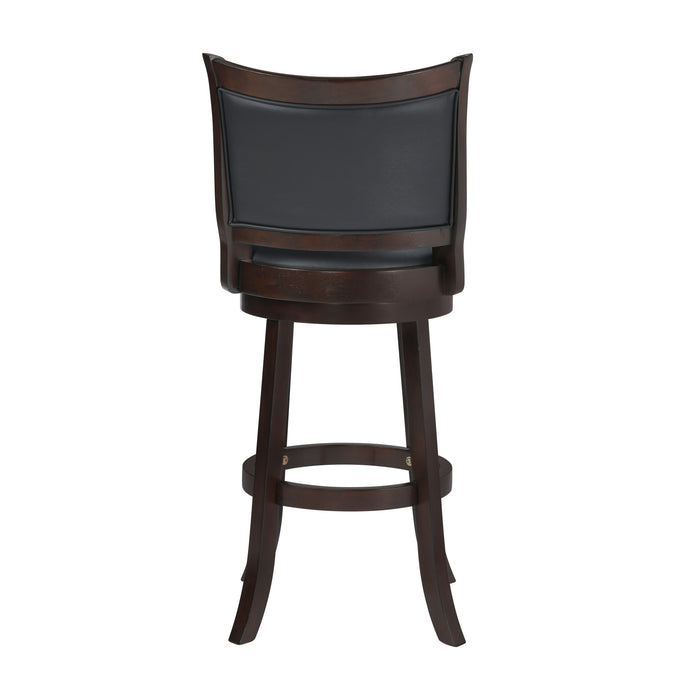 BRISTOL 29" BAR STOOL W/BLACK PU CUSHIONS-DK BROWN