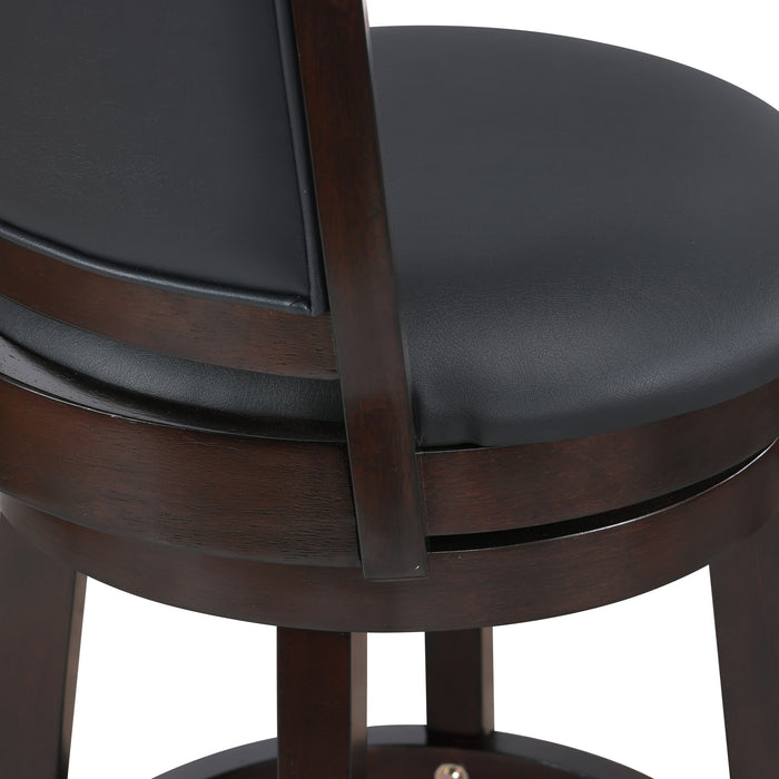 BRISTOL 29" BAR STOOL W/BLACK PU CUSHIONS-DK BROWN