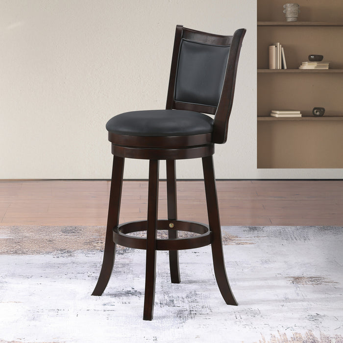 BRISTOL 29" BAR STOOL W/BLACK PU CUSHIONS-DK BROWN