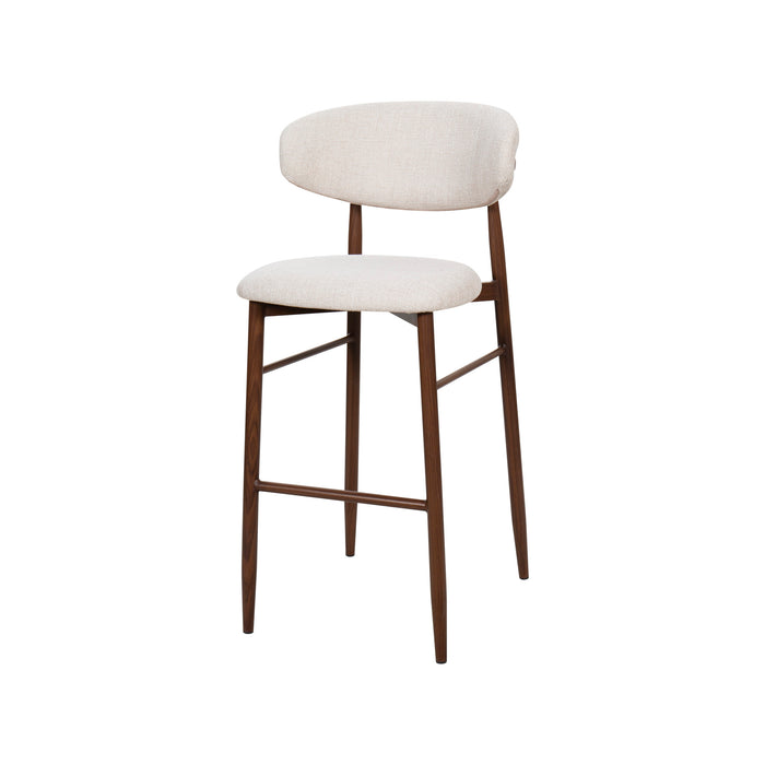 ROYCE BAR CHAIR W/WALNUT METAL FRAME- BEIGE (2 PER CARTON)