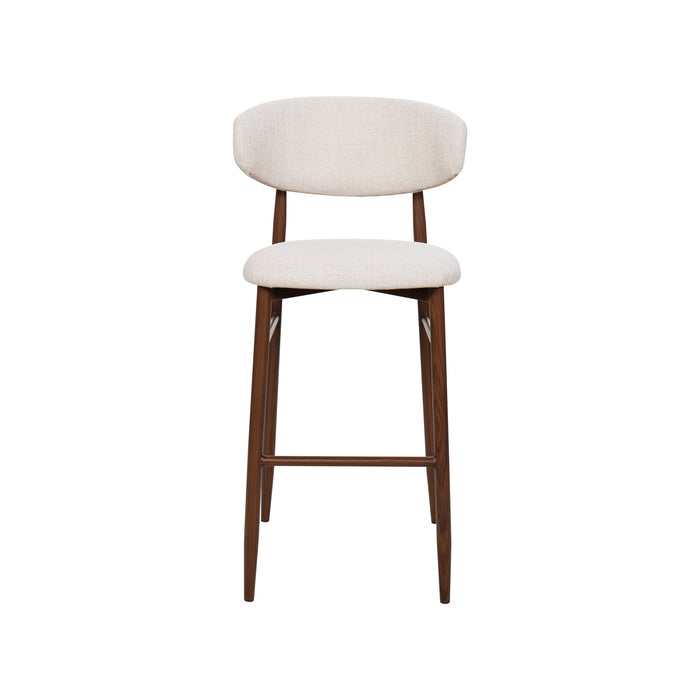 ROYCE BAR CHAIR W/WALNUT METAL FRAME- BEIGE (2 PER CARTON)