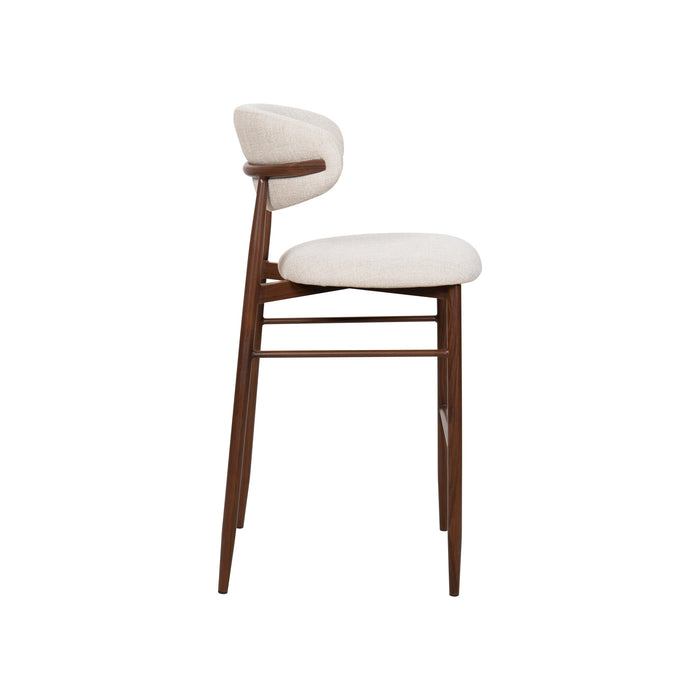 ROYCE BAR CHAIR W/WALNUT METAL FRAME- BEIGE (2 PER CARTON)