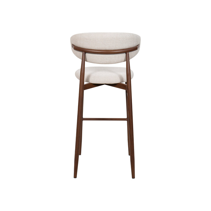 ROYCE BAR CHAIR W/WALNUT METAL FRAME- BEIGE (2 PER CARTON)