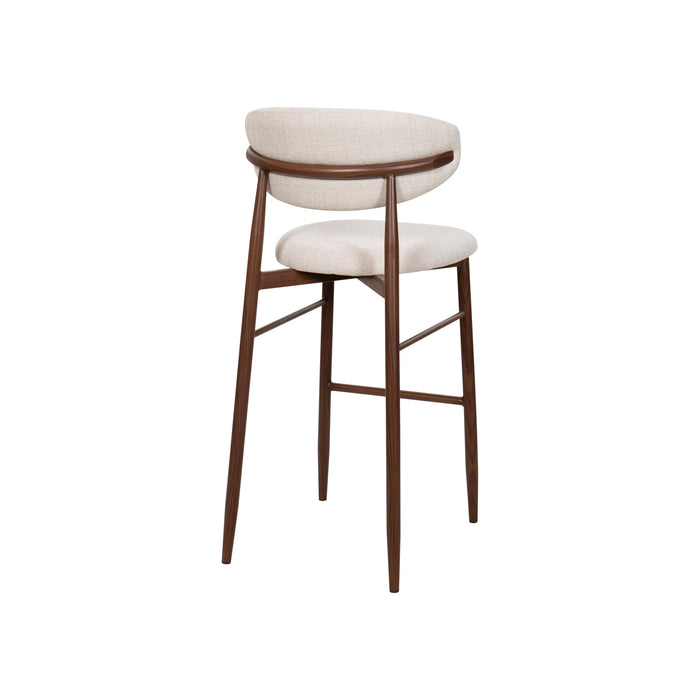 ROYCE BAR CHAIR W/WALNUT METAL FRAME- BEIGE (2 PER CARTON)
