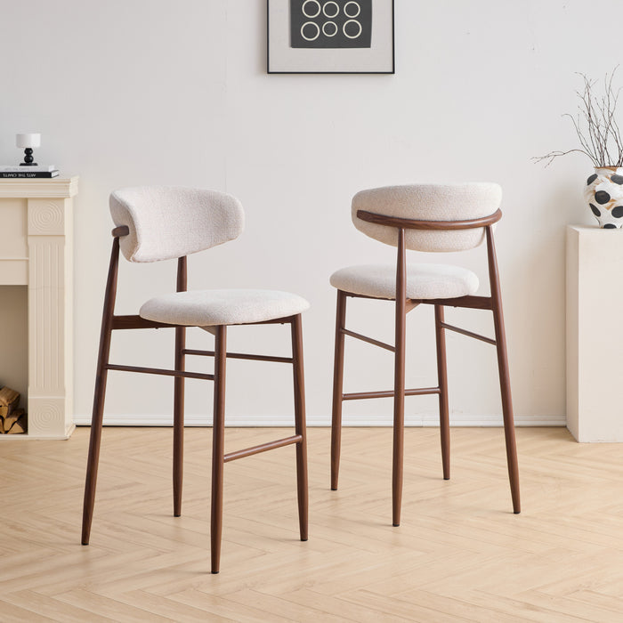 ROYCE BAR CHAIR W/WALNUT METAL FRAME- BEIGE (2 PER CARTON)