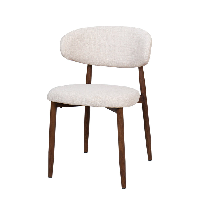 ROYCE SIDE CHAIR W/ WALNUT METAL FRAME -BEIGE (2 PER CARTON)
