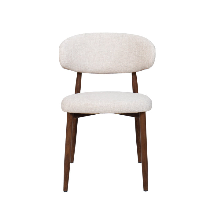 ROYCE SIDE CHAIR W/ WALNUT METAL FRAME -BEIGE (2 PER CARTON)